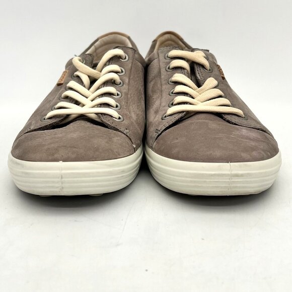 Ecco Soft Nubuck Leather Casual Sneakers Shoes Womens 9 Warm Grey Extra Width - Picture 6 of 14